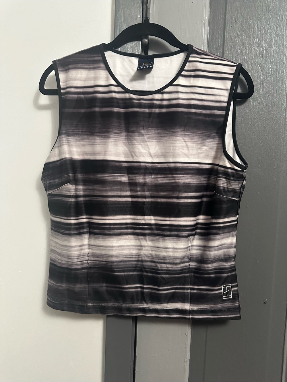 Nike Y2K Striped Sleeveless Tank Top - Black & White